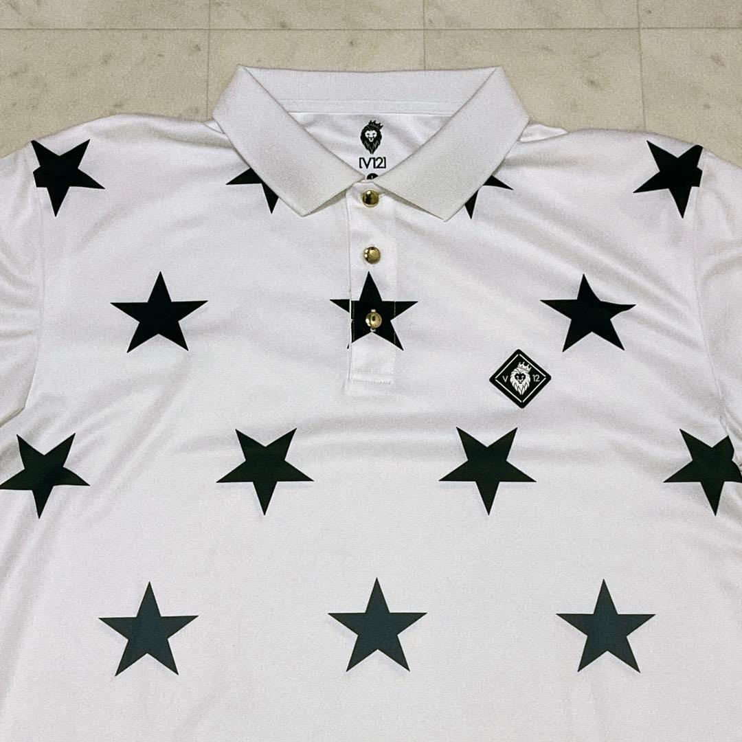 V12 ヴィトゥエルヴ 半袖 星柄 ポロシャツ ホワイト ゴルフ ウェア L