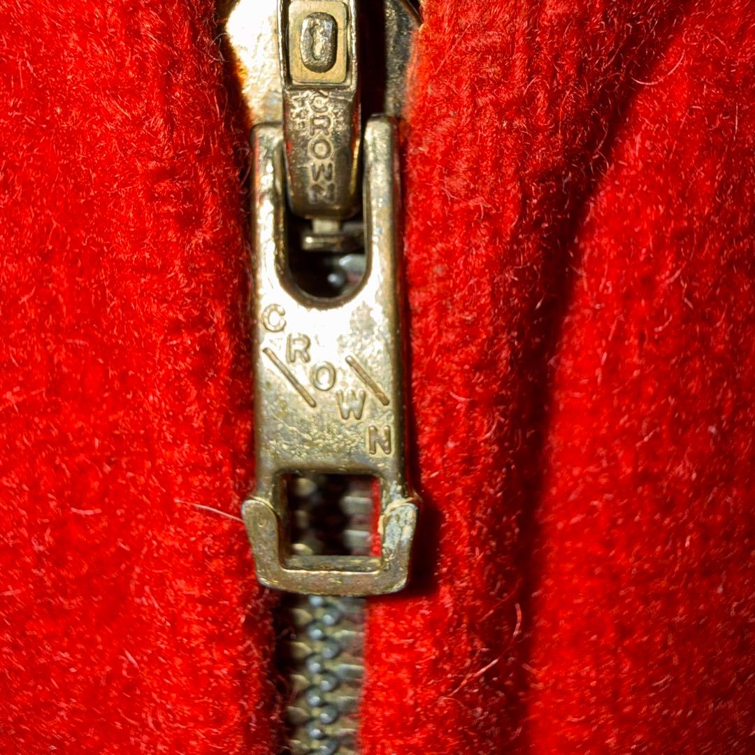 1950年代 ヴィンテージバーシティジャケット　赤黒 レザー袖 CROWN
