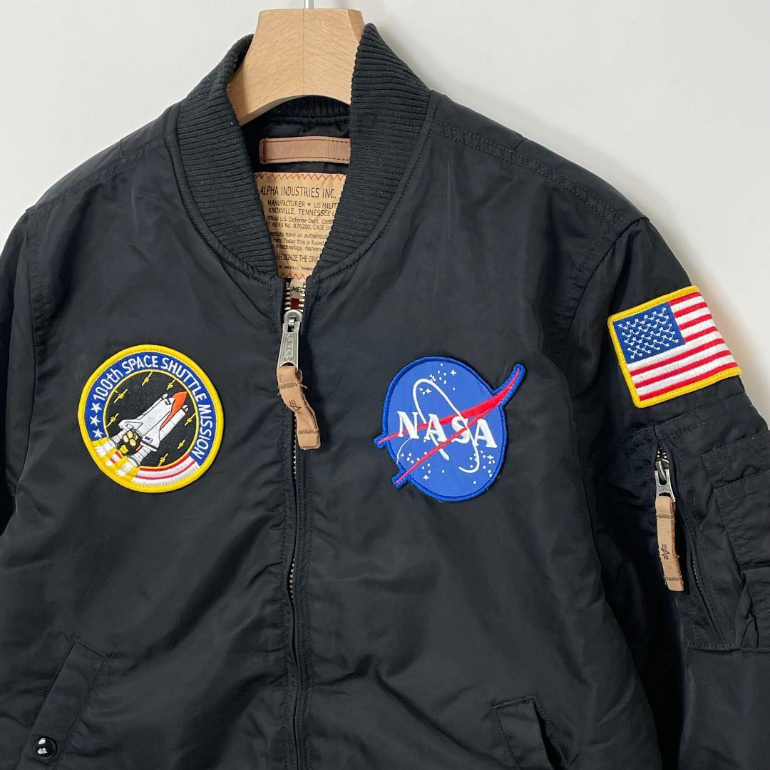 ち*げ様 ALPHA INDUSTRIES ブラック NASAフライトジャケット