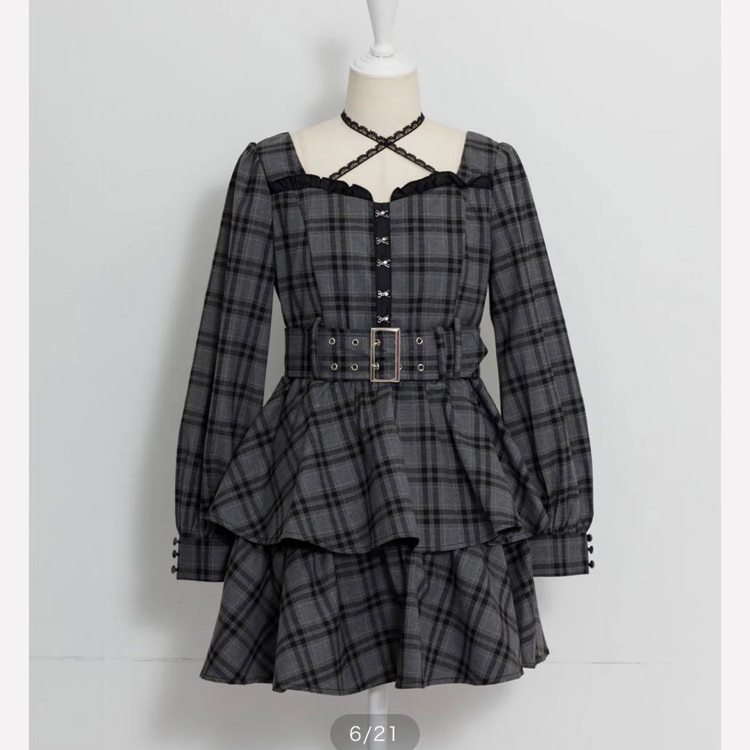 Pium フロントホックティアードミニワンピース