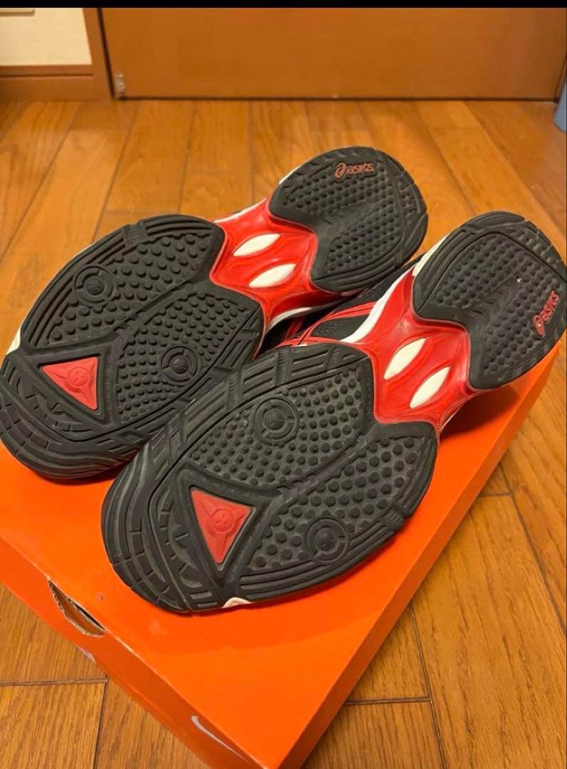 28cm asics テニスシューズ GEL 黒/赤