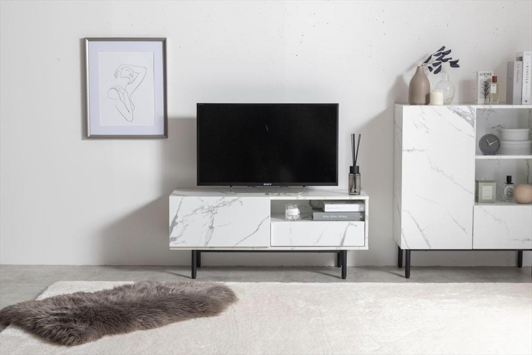 【送料無料】【幅100cm】大理石柄テレビ台 マーブル柄 ストーン柄