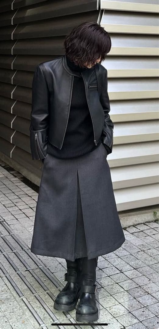 スカート ok.soon box pleats skirt gray