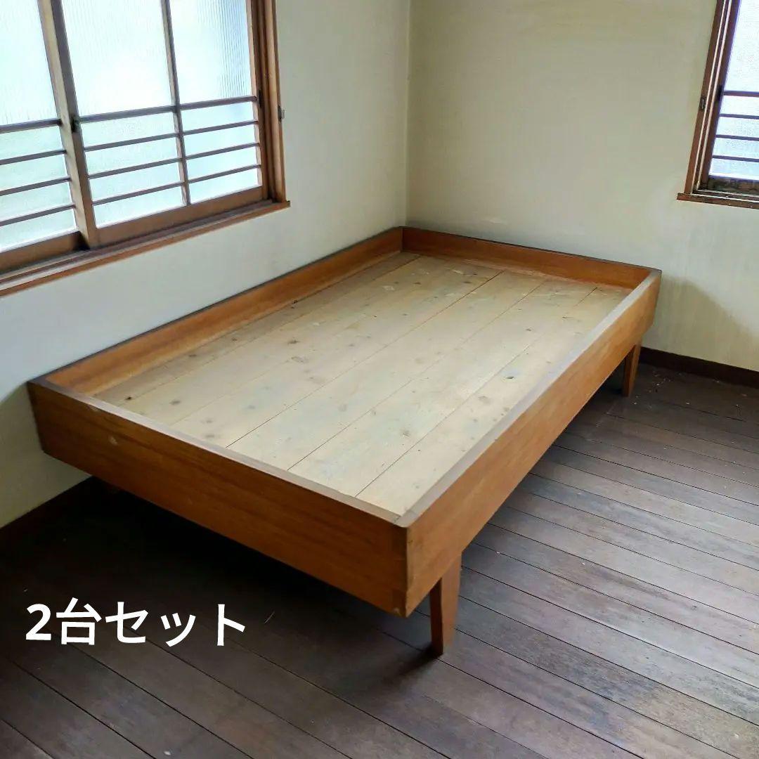 ◎超希少◎アンティーク・レトロ シンプルナチュラル木製 セミダブルベッドフレーム