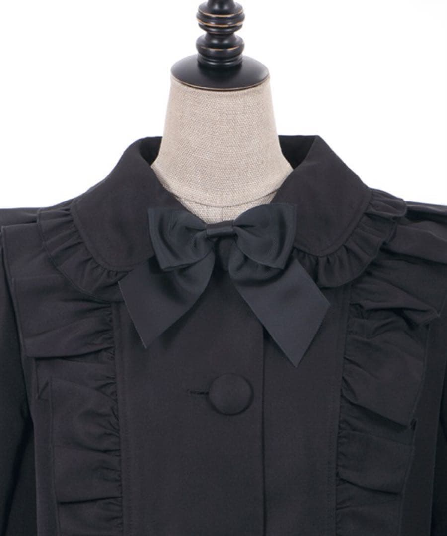 【2月中値下げ】ガーリーリボントレンチコート黒 kawaii Chalmiere