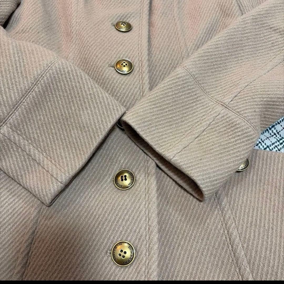 Y049 バーバリーブルーレーベル　ノバチェック　金ボタン　プリーツ　ロング