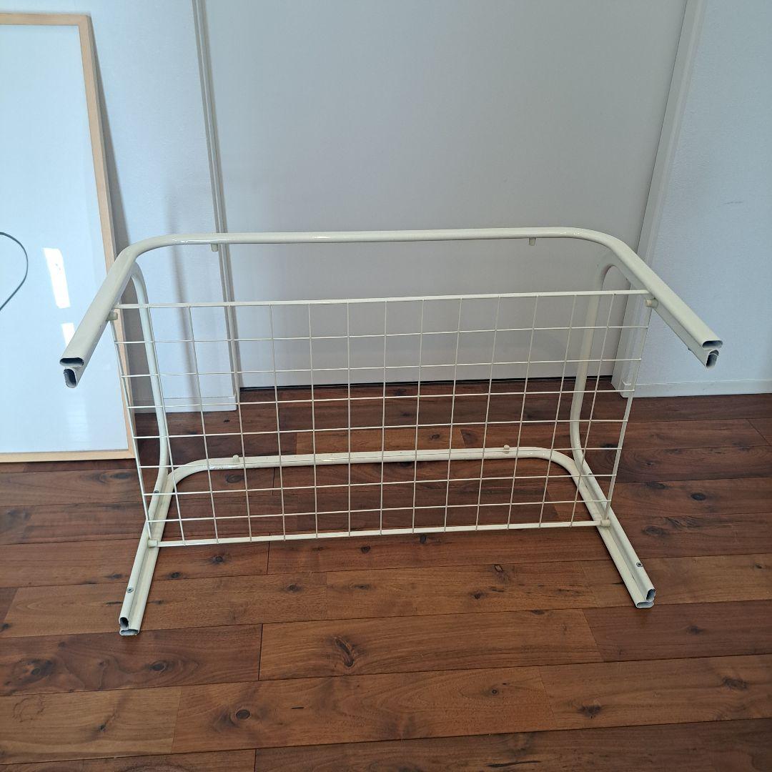 80年　アイアンフレーム ガラステーブル 白クリーム ミッドセンチュリー