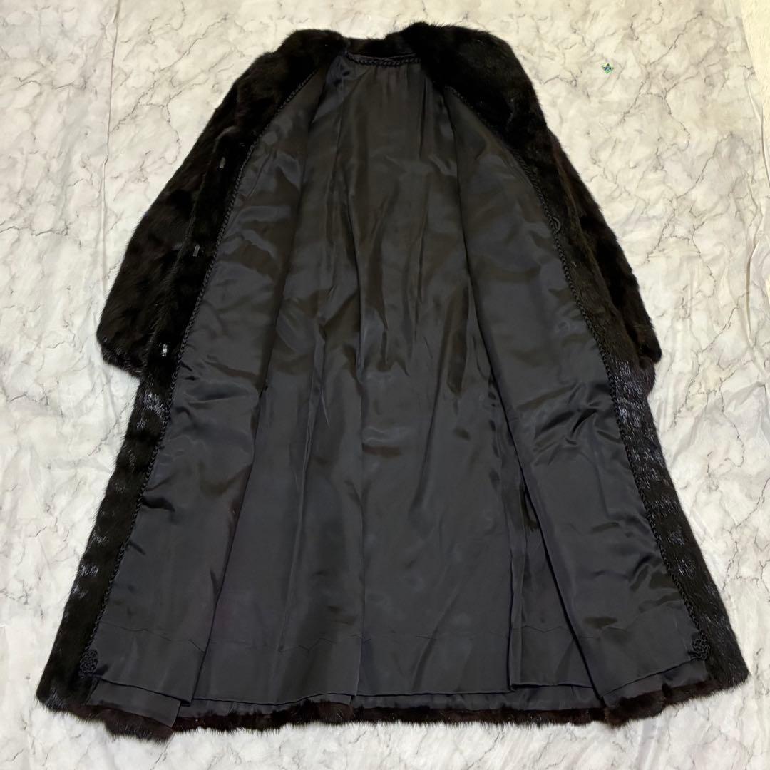 毛皮 リアルファー ロング コート 黒 ブラック