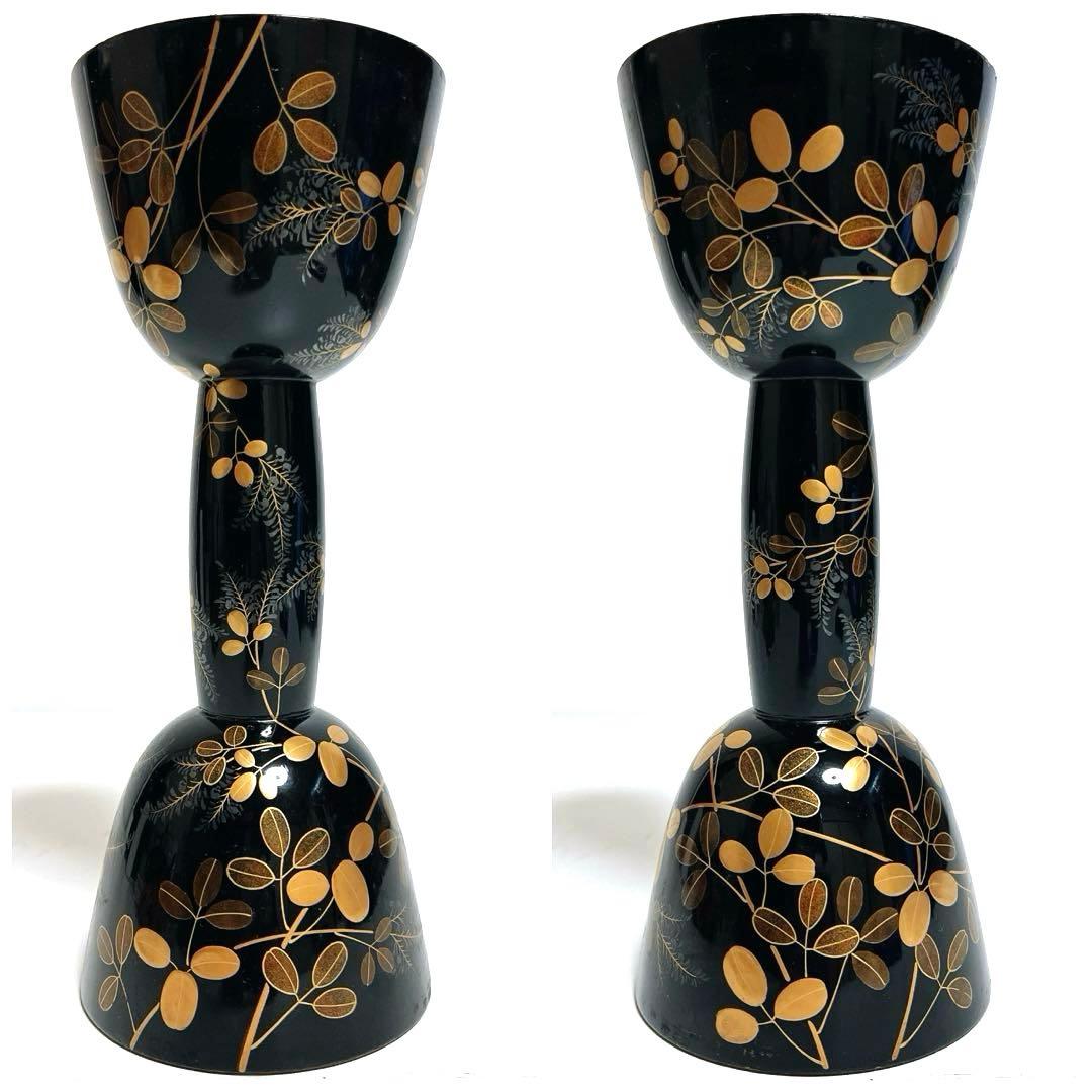 【良品】鼓　蒔絵　小鼓　胴　和楽器　漆塗り　伝統芸能　能 歌舞伎　金彩