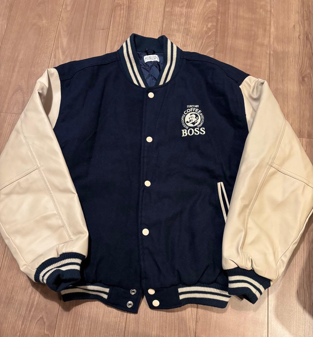 非売品 サントリー BOSS スタジャン レザー 刺繍ロゴ