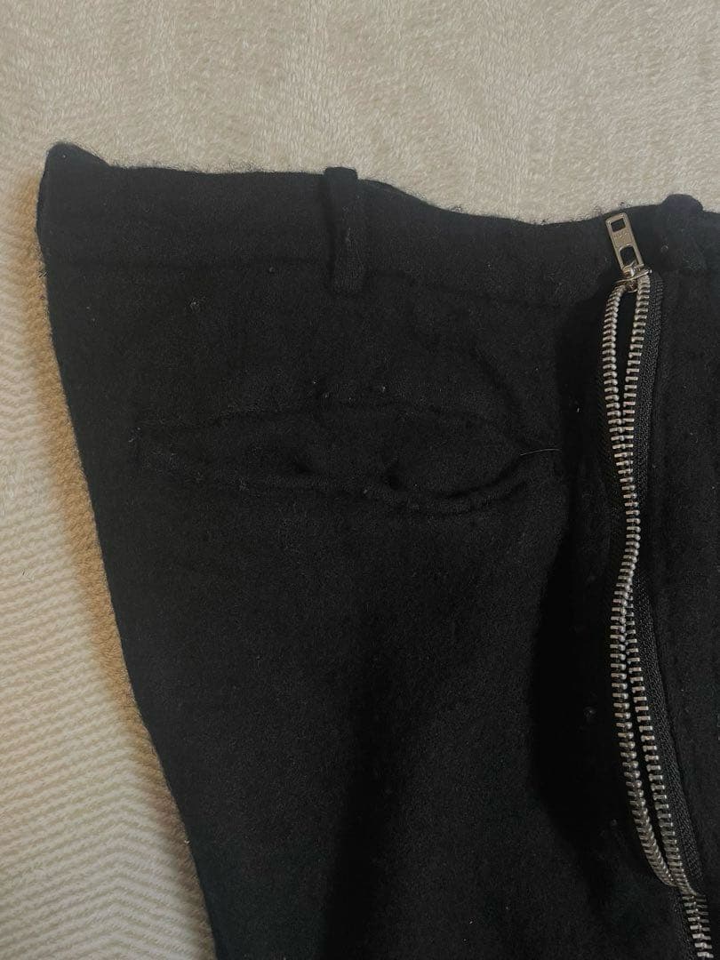 black comme des garcons 縮絨 ウールパンツ 変形 ジップ