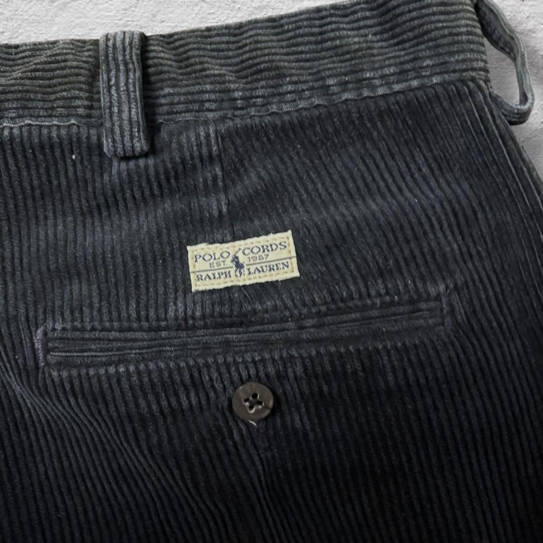 ラルフローレンコーデュロイパンツ2タックUSA製80s古着vintageネイビー