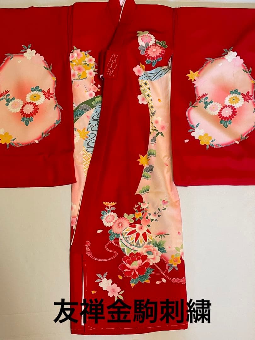 最終値下げ‼️【新品】お宮参り 正絹　赤色　女の子　七五三