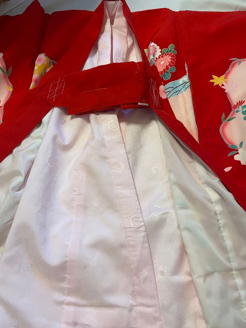 最終値下げ‼️【新品】お宮参り 正絹　赤色　女の子　七五三