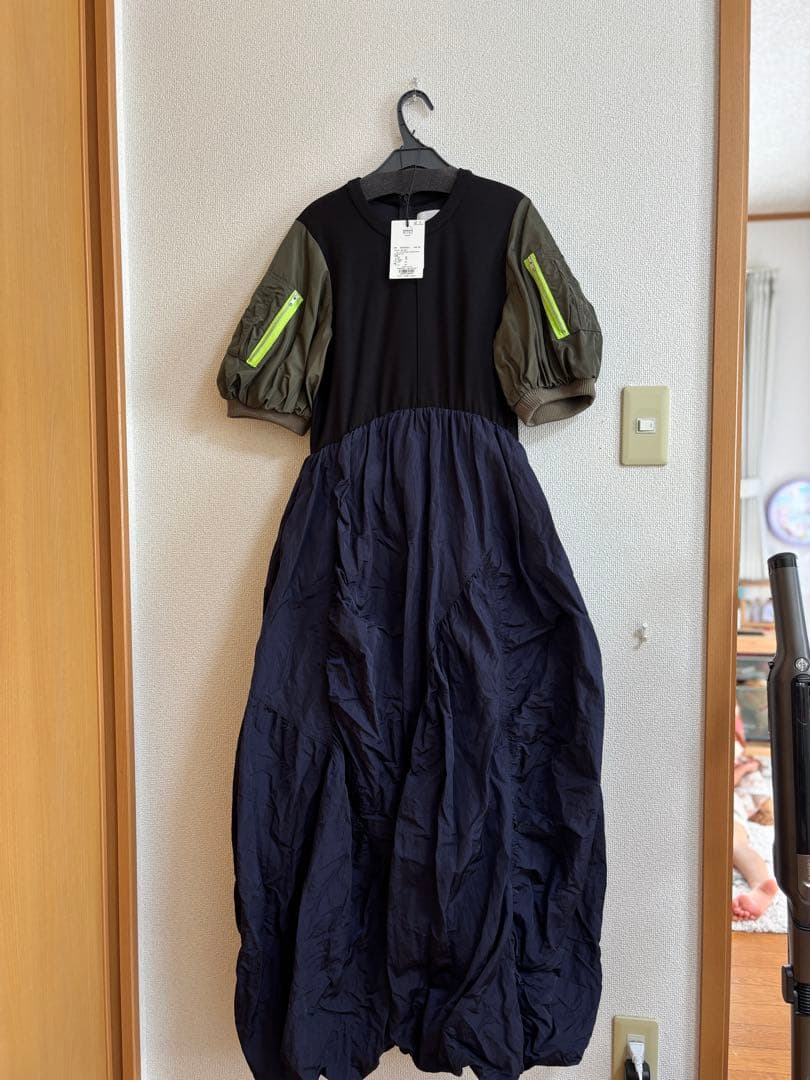 OMMO ネイビー ハーフスリーブワンピース 38