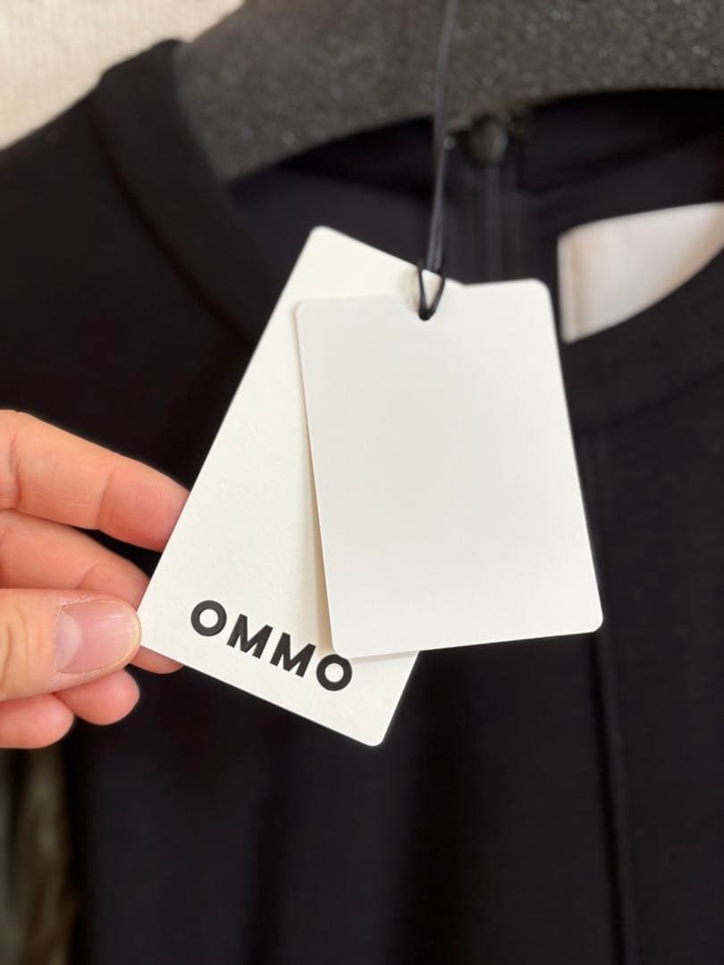 OMMO ネイビー ハーフスリーブワンピース 38