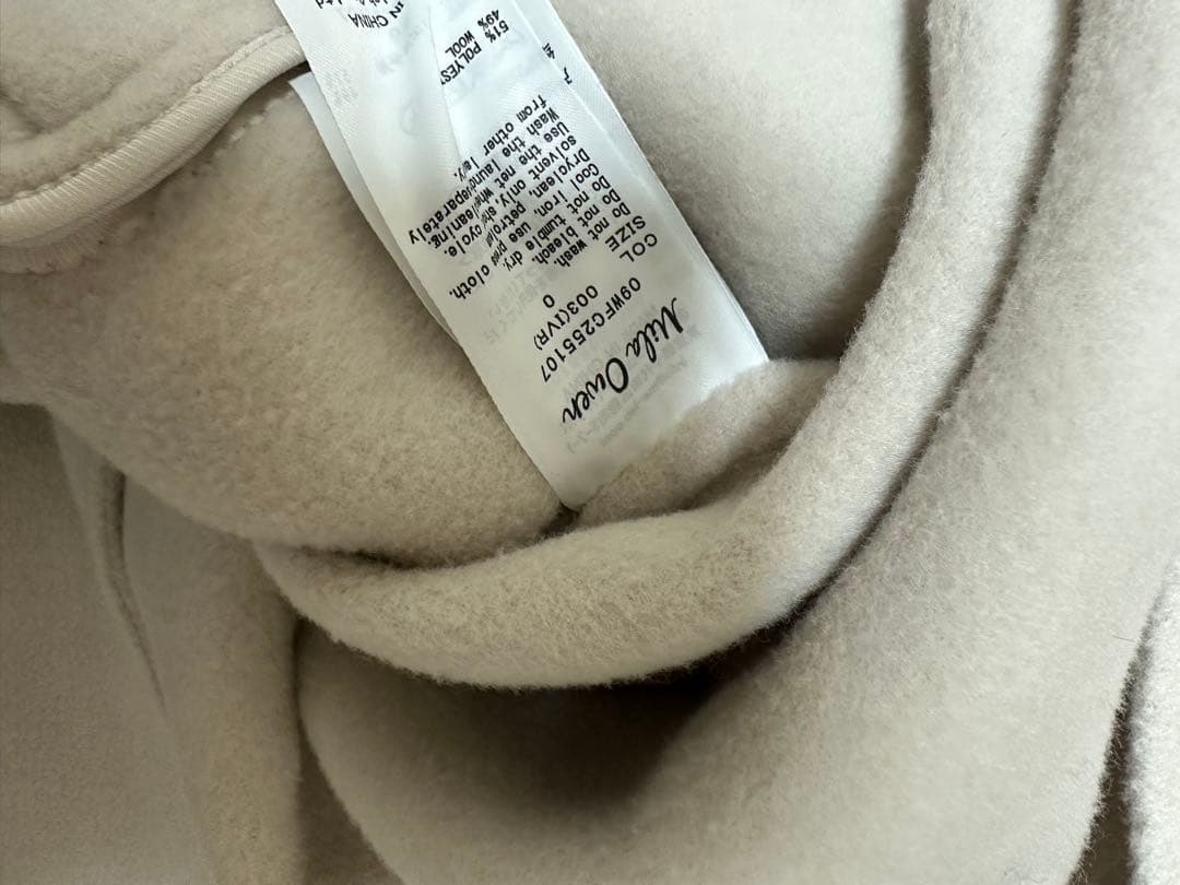 ミラオーウェン　共ベルト付きビックカラーミディ丈コート(美品、タグ付き)