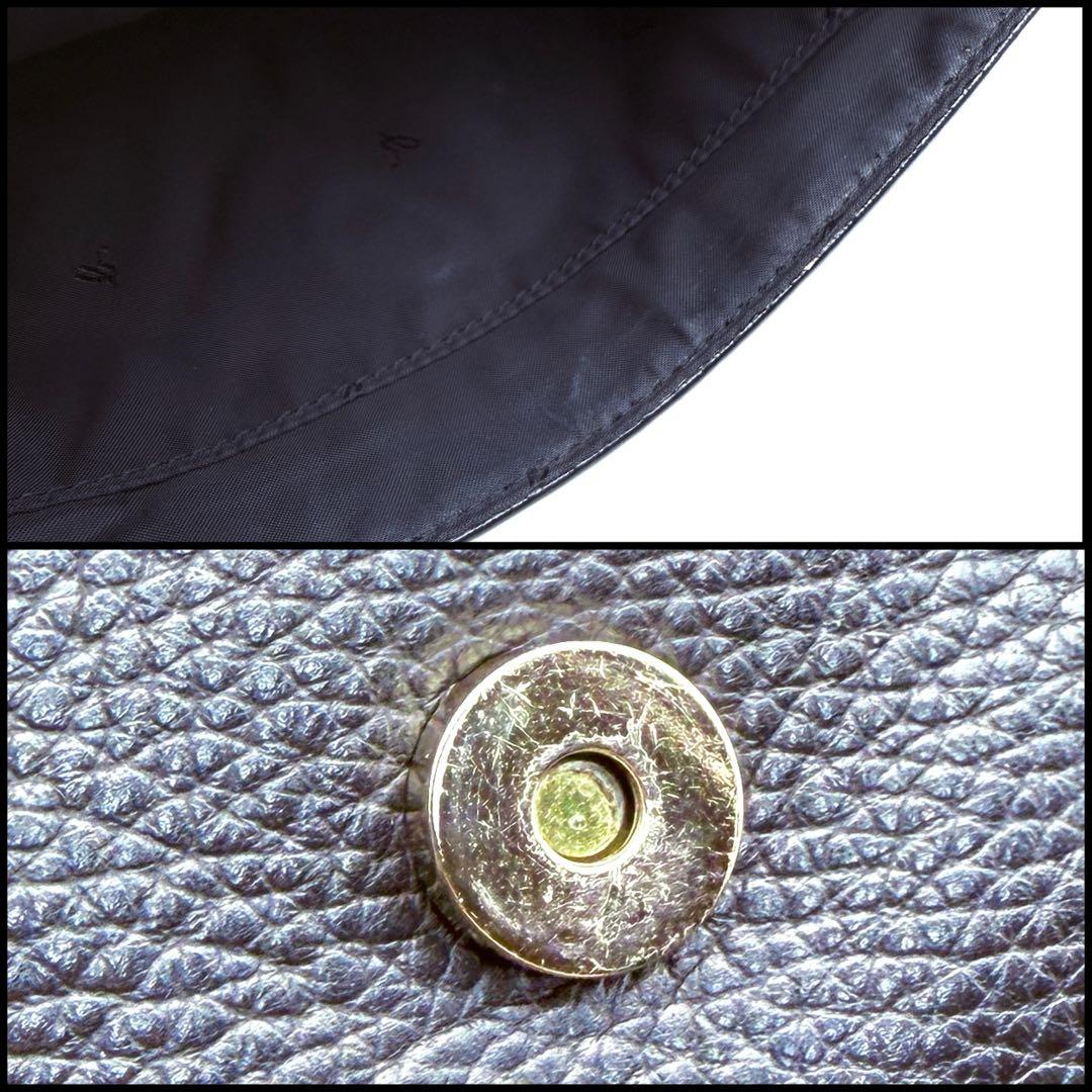 【美品】agnes b. アニエスベー　フラップ　レザー　ショルダーバッグ　金具