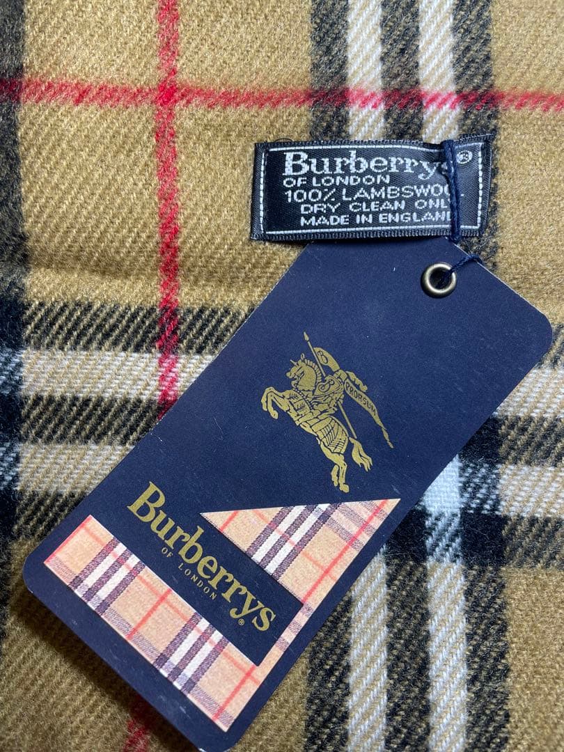 タグ付未使用Burberrysバーバリーノバチェック柄マフラーラムウール100%