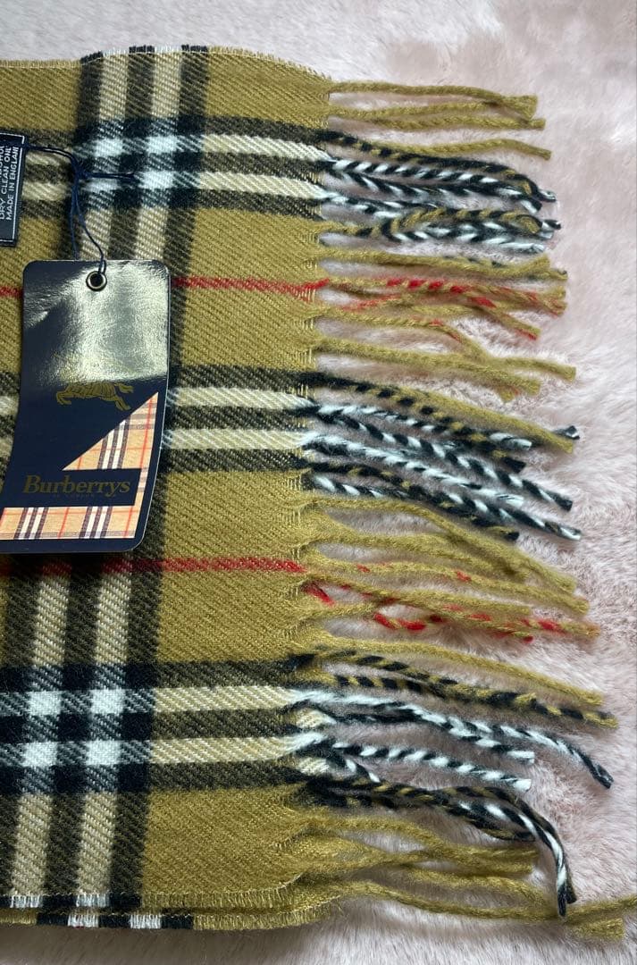 タグ付未使用Burberrysバーバリーノバチェック柄マフラーラムウール100%