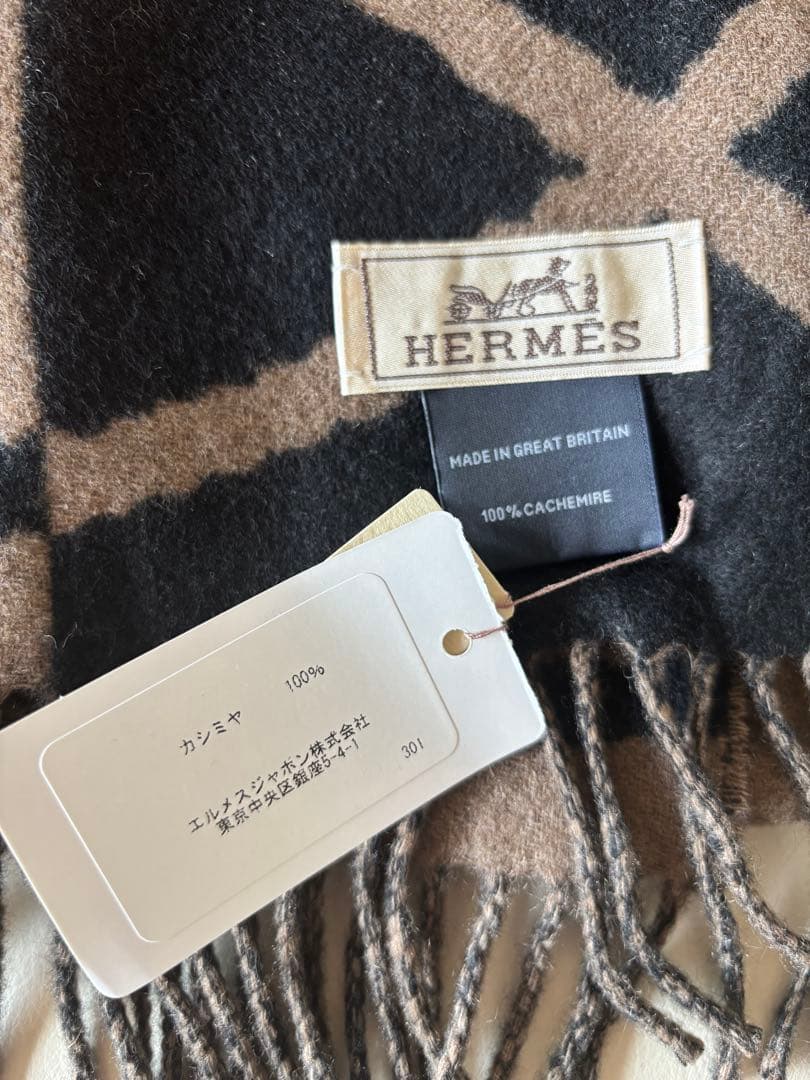 【新品未使用】HERMES カシミヤ100% マフラー