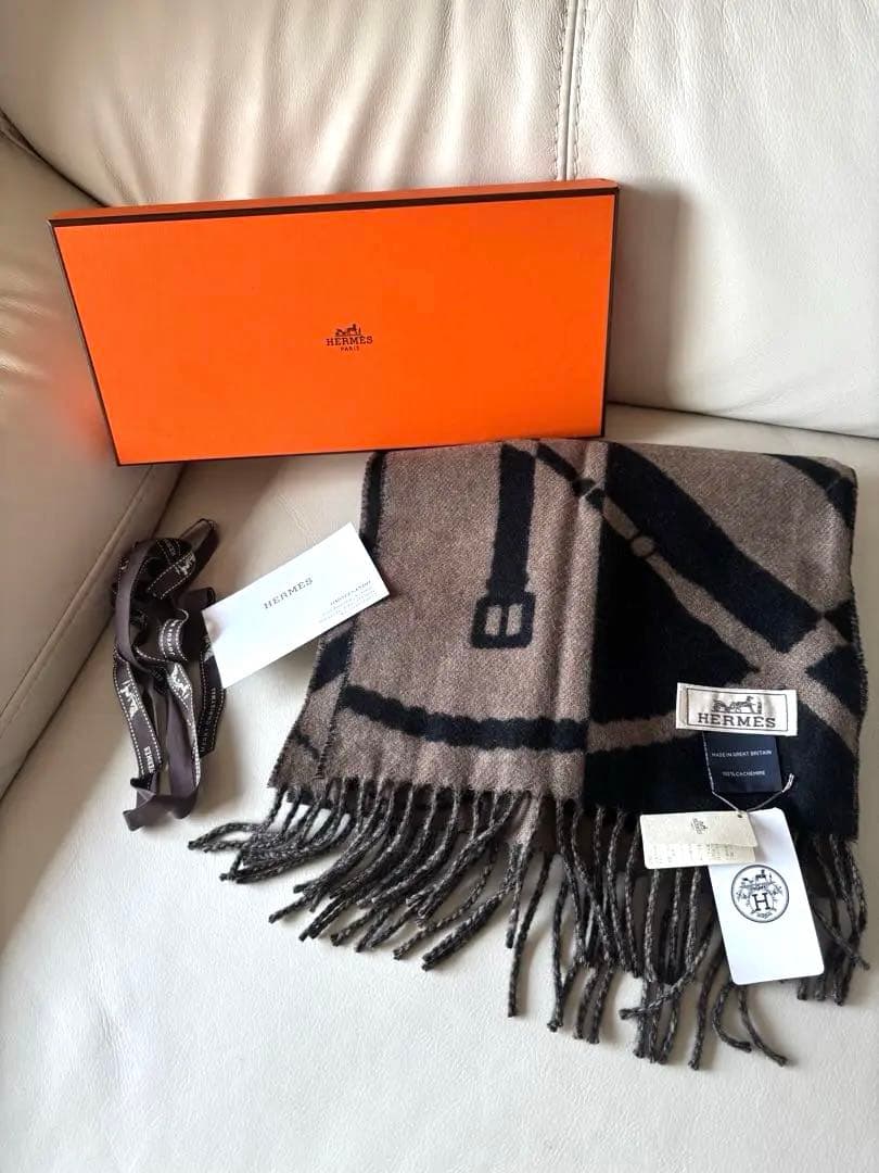 【新品未使用】HERMES カシミヤ100% マフラー