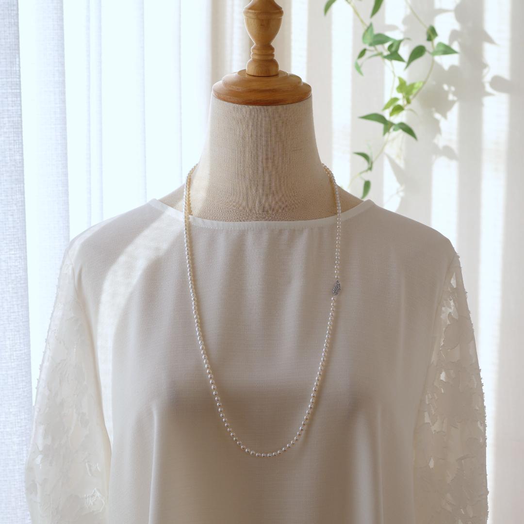 ベビーパールロングネックレス　希少　高品質　ロングネックレス　淡水パール　極小
