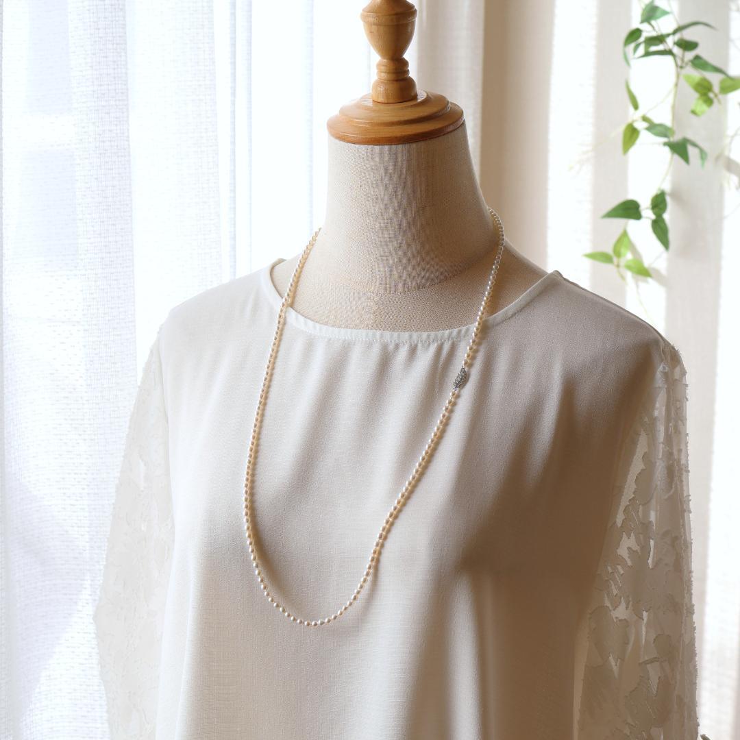 ベビーパールロングネックレス　希少　高品質　ロングネックレス　淡水パール　極小