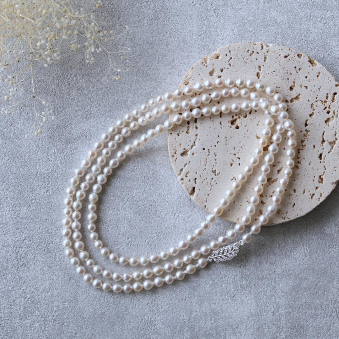 ベビーパールロングネックレス　希少　高品質　ロングネックレス　淡水パール　極小