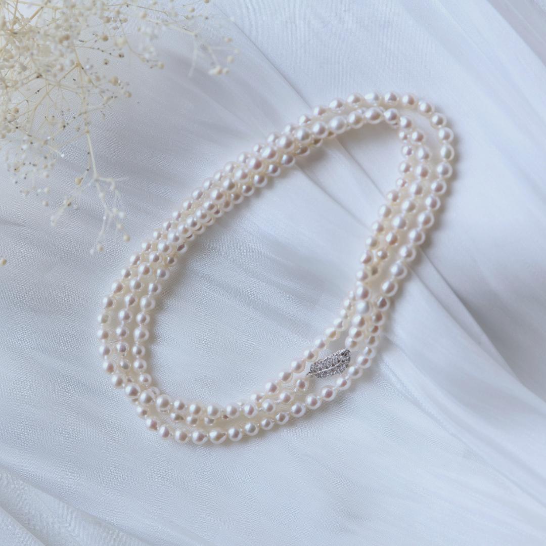 ベビーパールロングネックレス　希少　高品質　ロングネックレス　淡水パール　極小