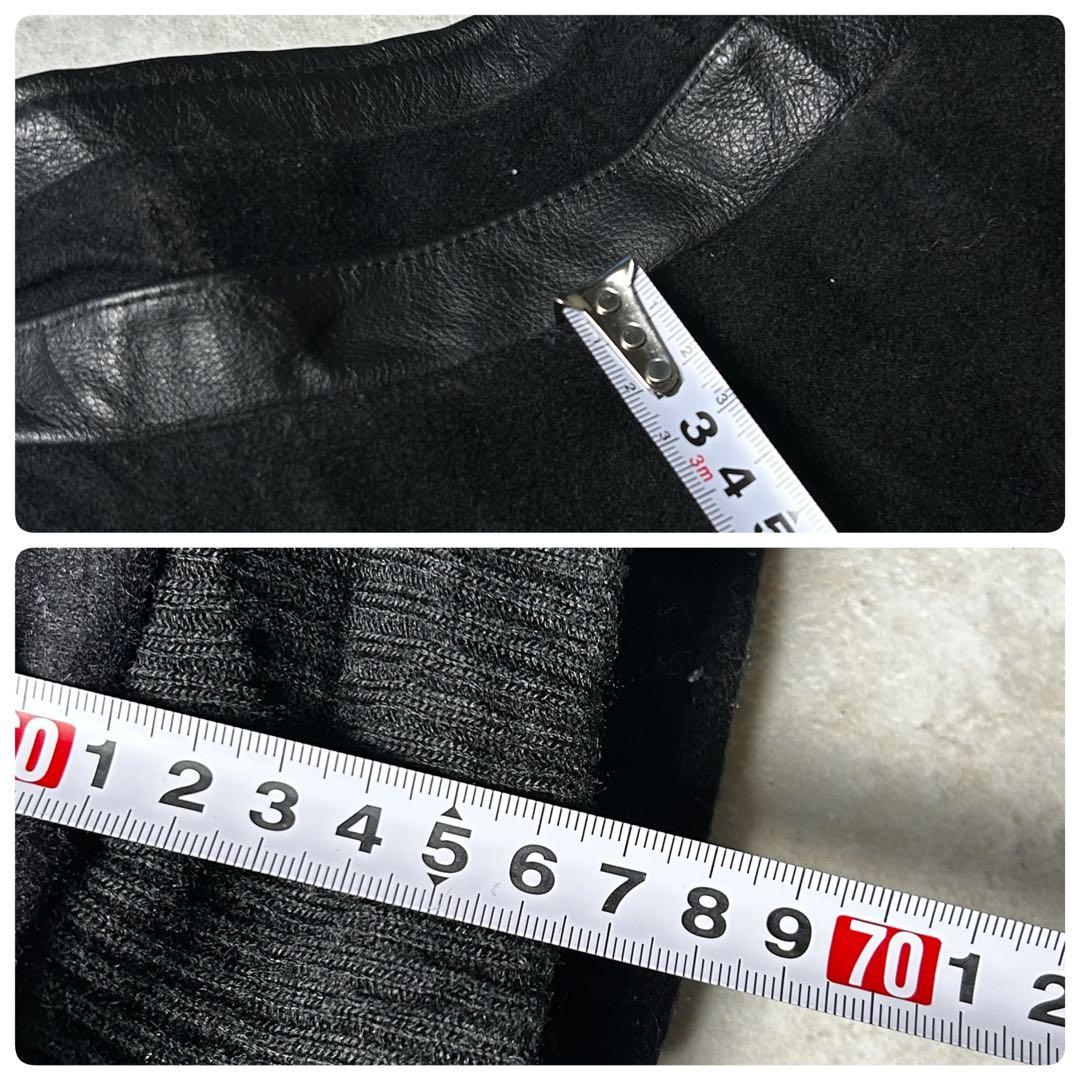 Ford ウール×本革 レザースタジャン オールブラック アメ車 アメカジ L