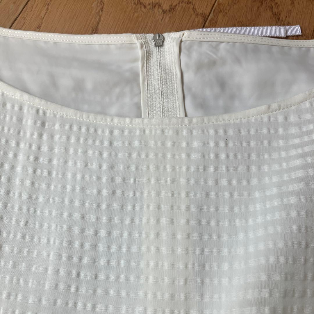 新品タグ付き フォクシー　ホワイト Aライン ワンピース パフスリーブ半袖