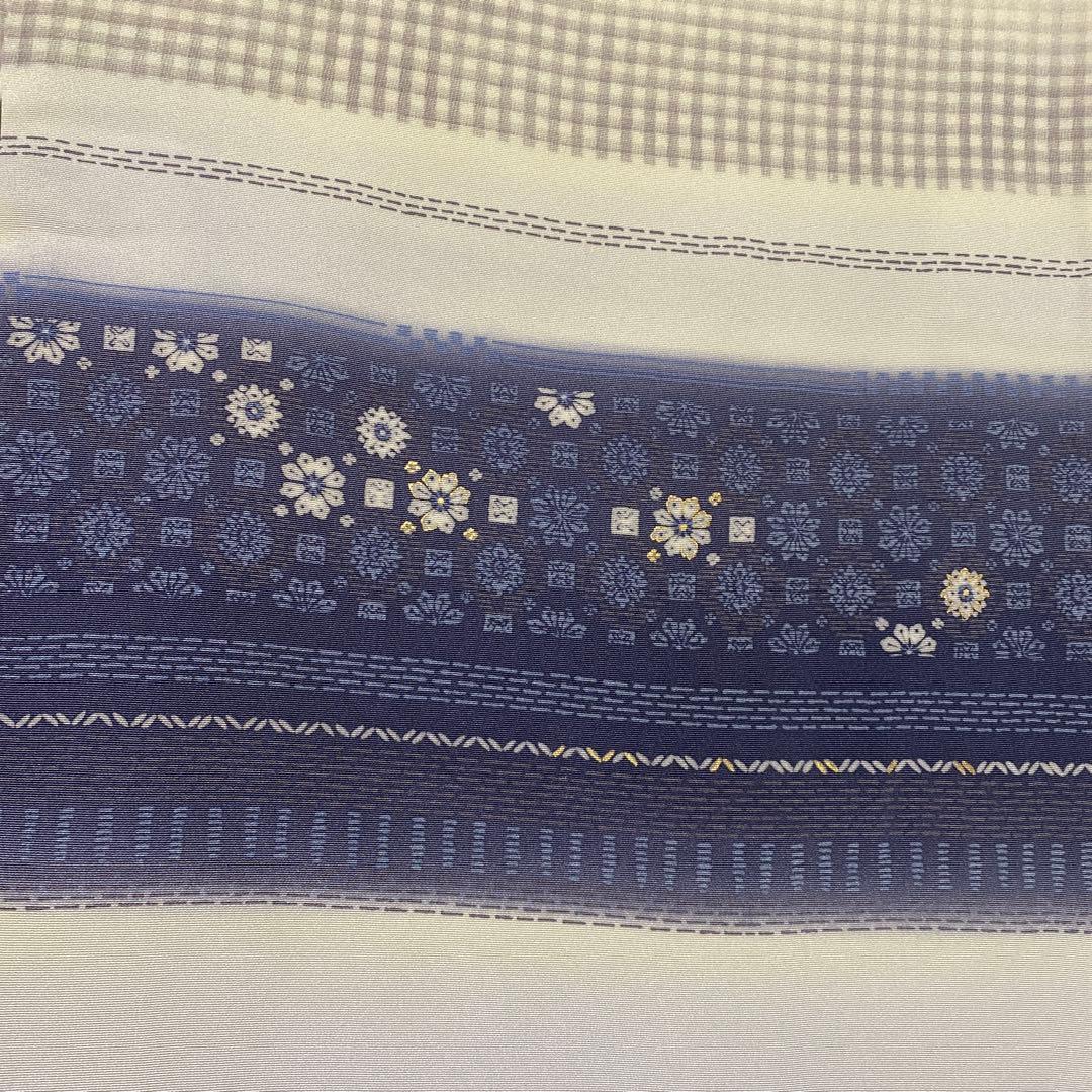 正絹　美品　袷　カジュアル　フォーマルどちらもOK 訪問着　染め柄　水色　紺