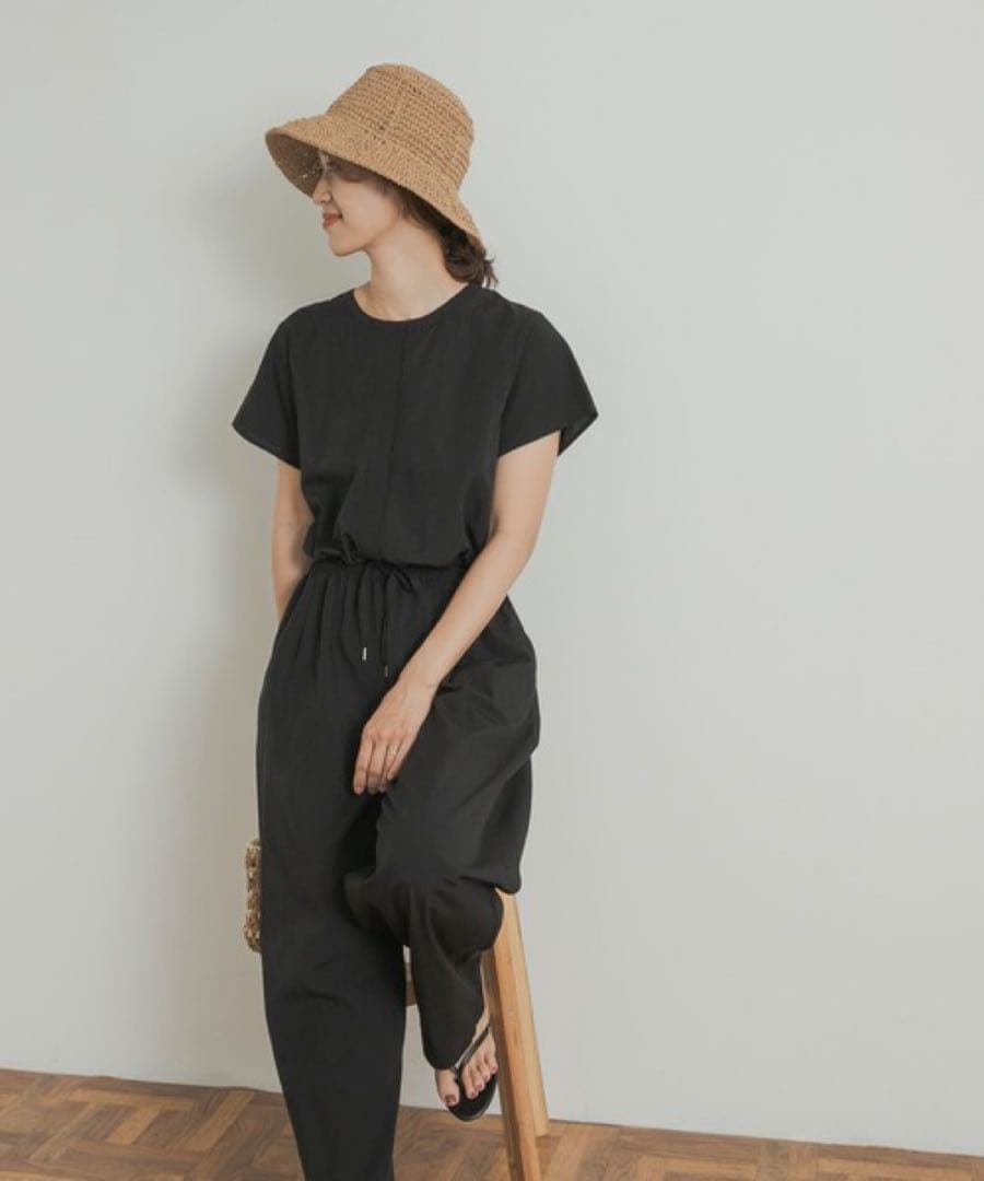 URBAN RESEARCH DOORS フレンチスリーブコンビネゾン　ブラック