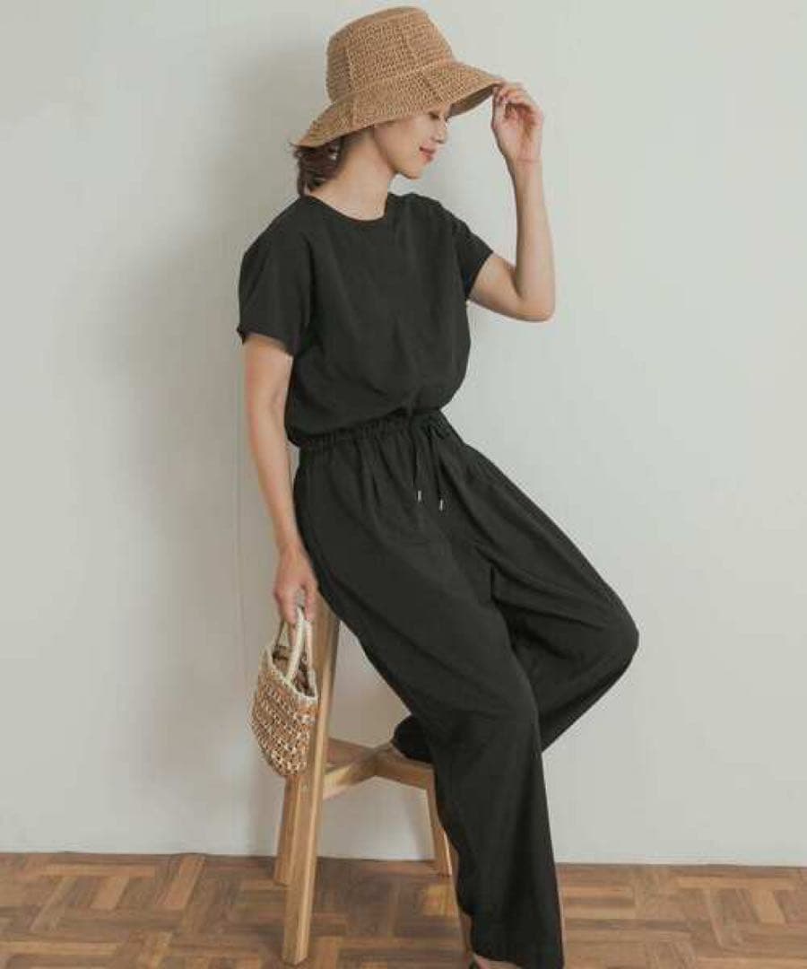 URBAN RESEARCH DOORS フレンチスリーブコンビネゾン　ブラック