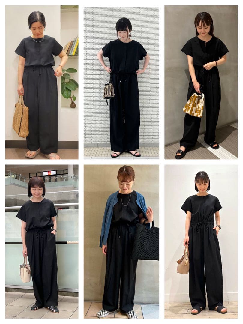 URBAN RESEARCH DOORS フレンチスリーブコンビネゾン　ブラック