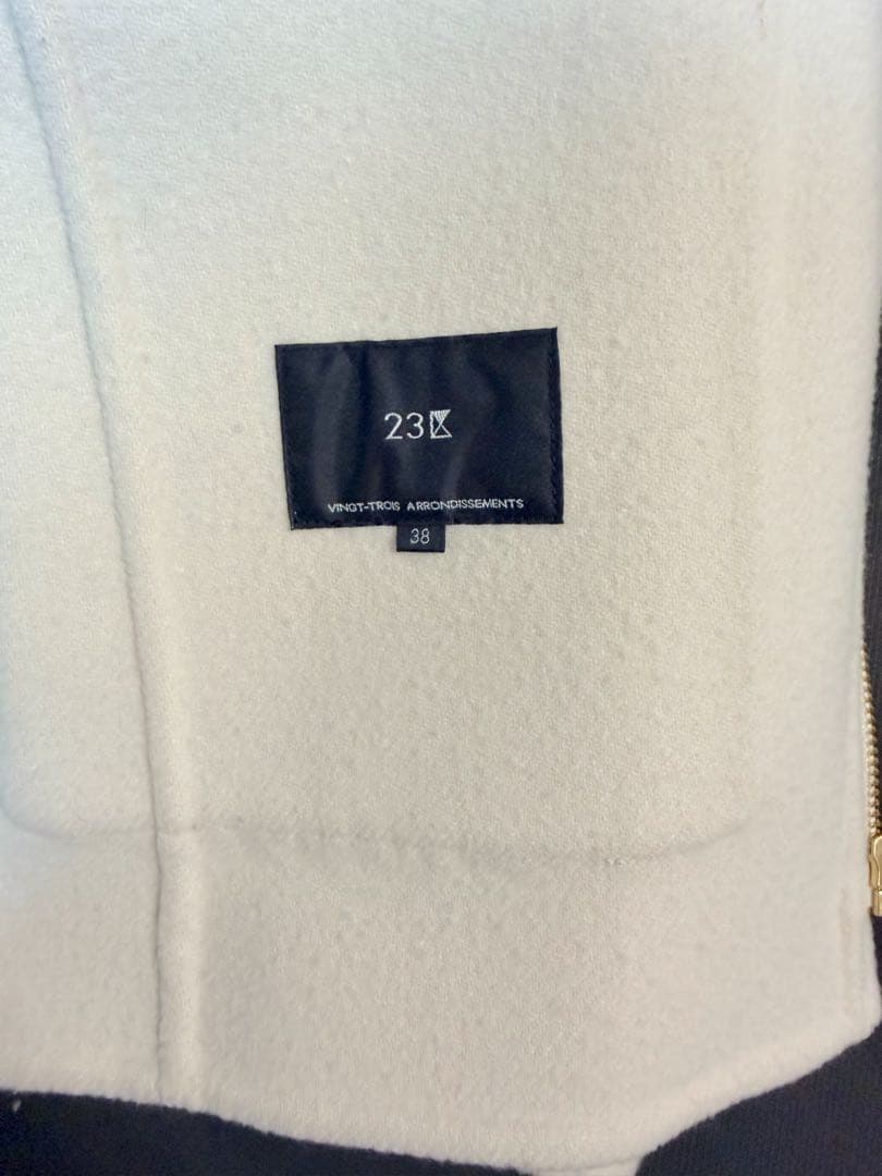 【美品】 23区 ウールリバー ショートコート ゴールド38 オンワード樫山