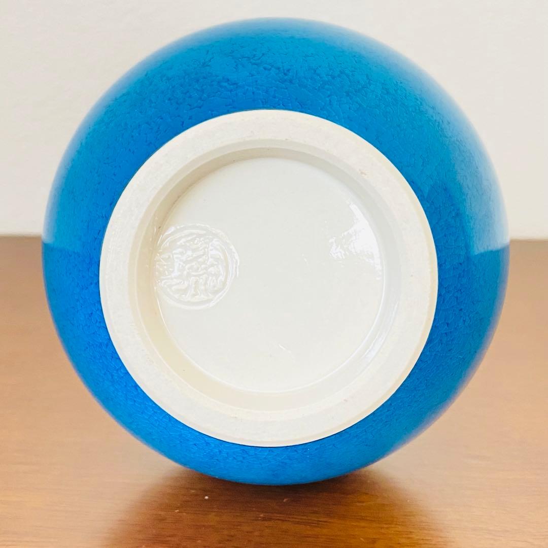 鶴首花入 浅黄交趾　中村翠嵐窯　共箱入　茶道具　華道具　花生　花瓶　京焼