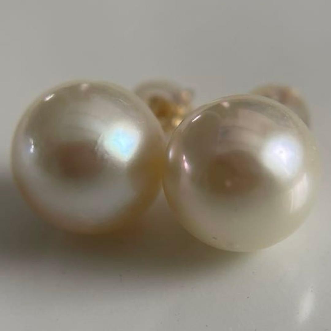 宇和島産 あこや本真珠 大珠　パール ピアス 金具K18 イエローゴールド