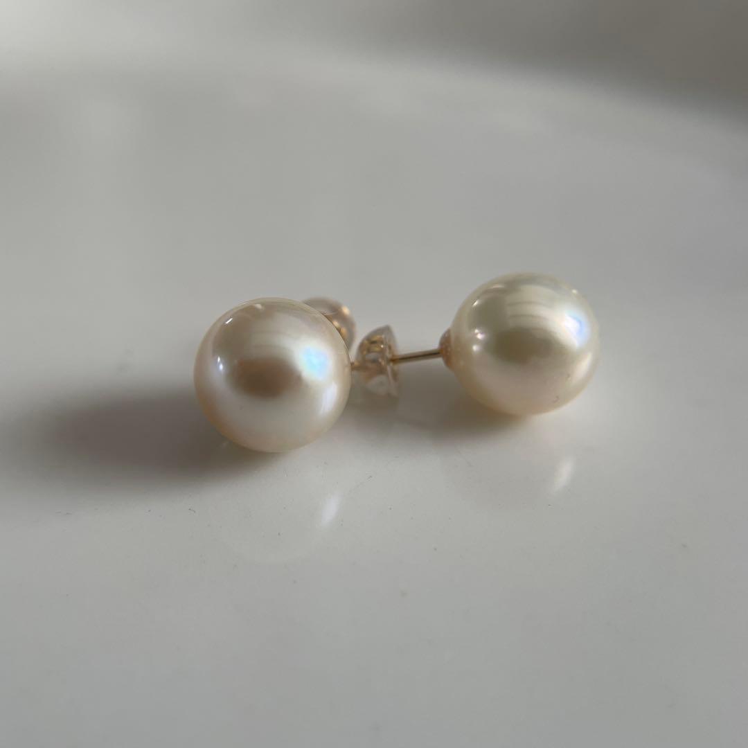 宇和島産 あこや本真珠 大珠　パール ピアス 金具K18 イエローゴールド