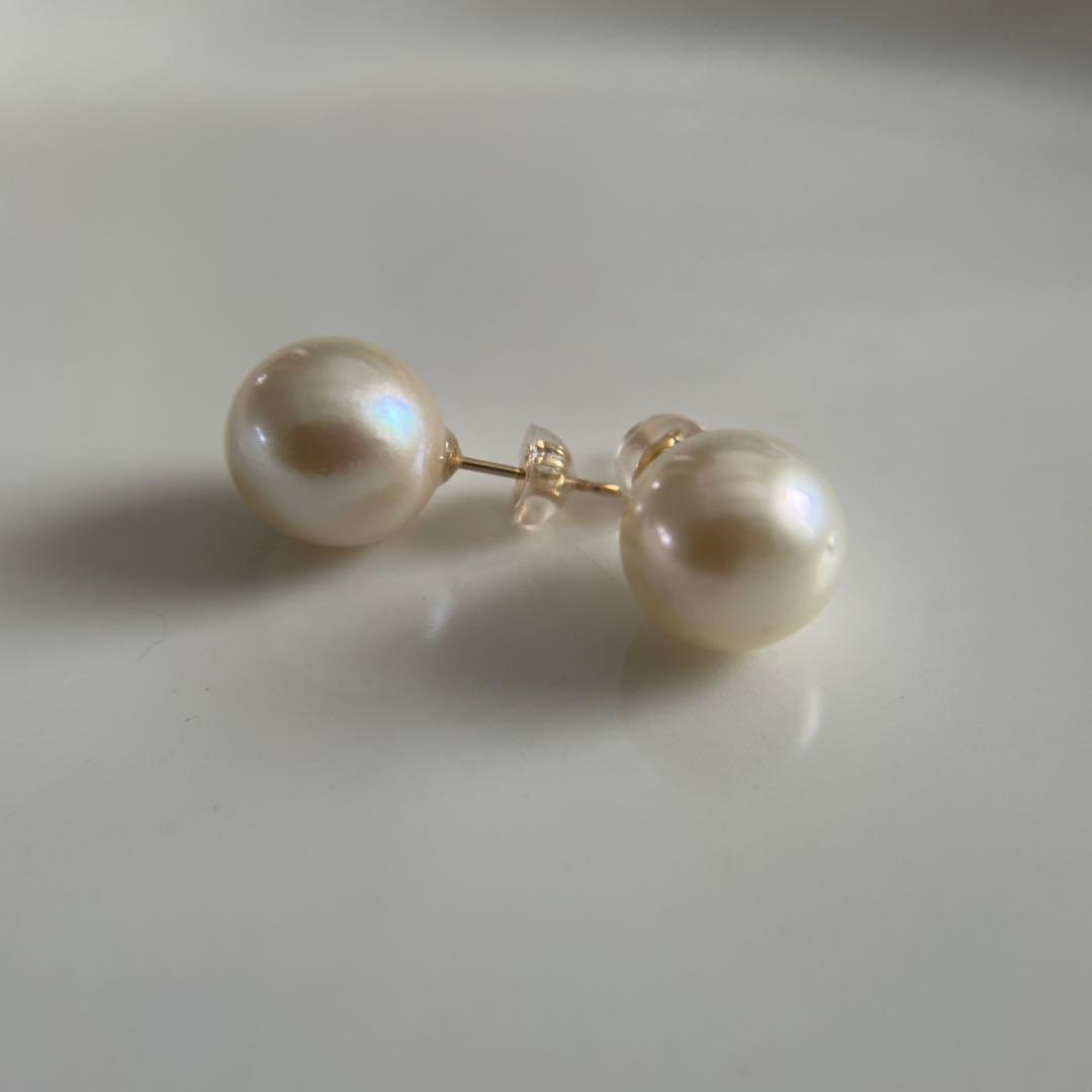 宇和島産 あこや本真珠 大珠　パール ピアス 金具K18 イエローゴールド