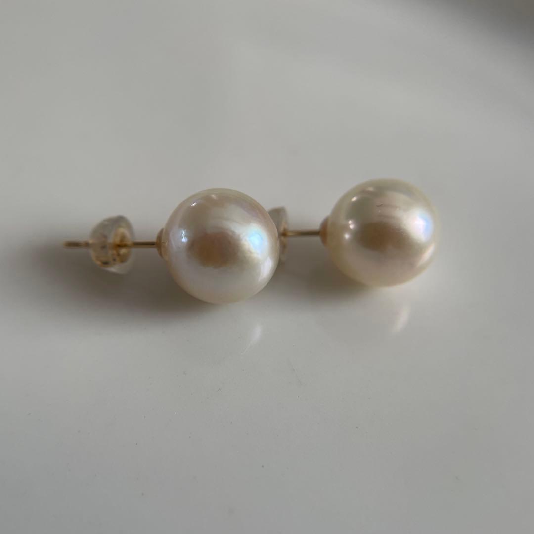 宇和島産 あこや本真珠 大珠　パール ピアス 金具K18 イエローゴールド