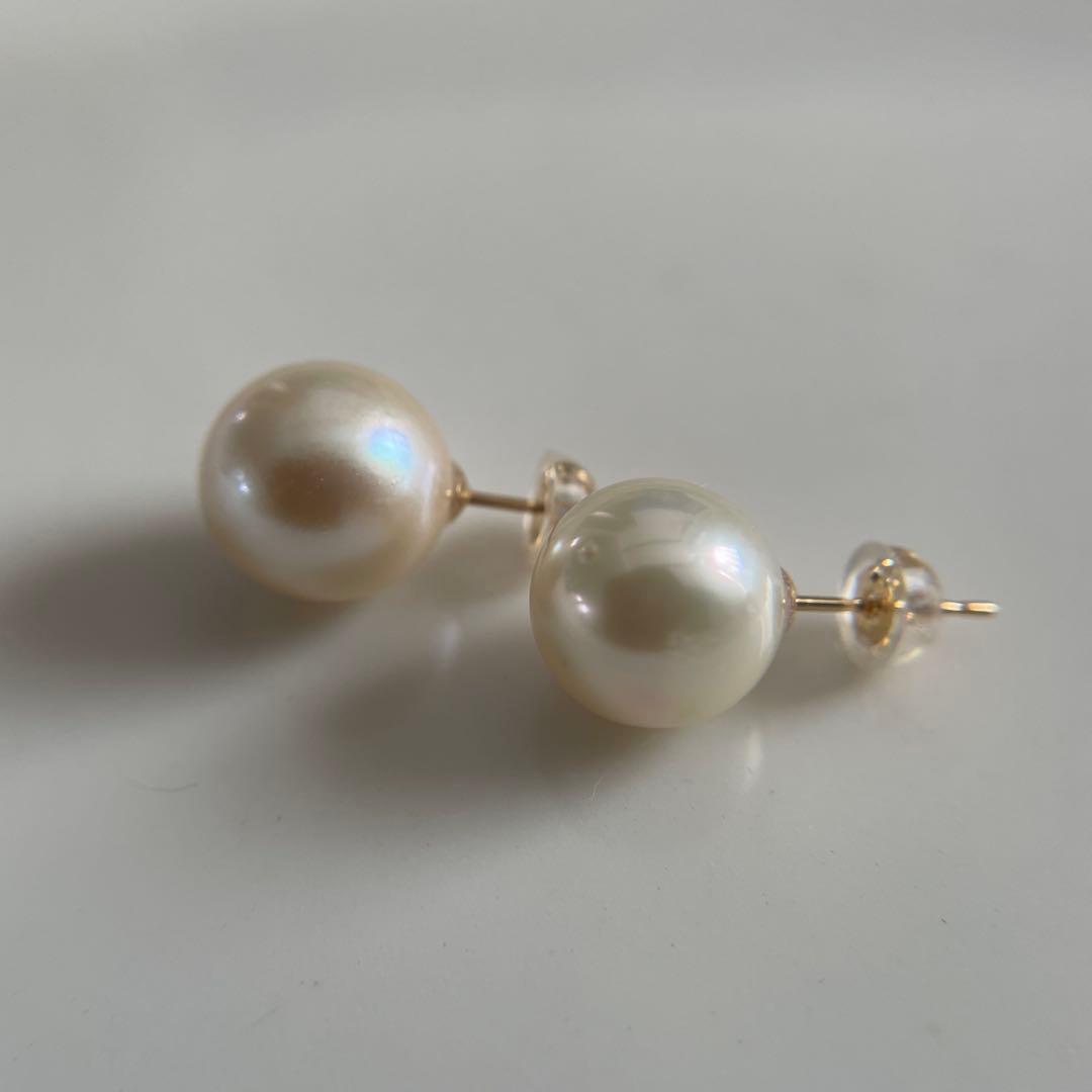 宇和島産 あこや本真珠 大珠　パール ピアス 金具K18 イエローゴールド