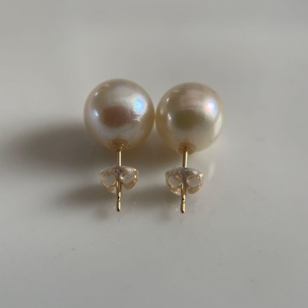 宇和島産 あこや本真珠 大珠　パール ピアス 金具K18 イエローゴールド