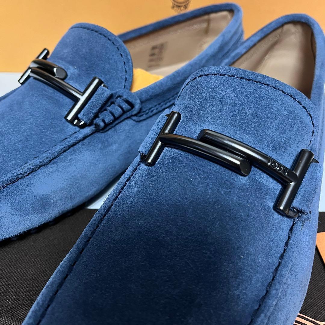 トッズ☆新品☆TOD’s メンズ レザー ゴンミーニ ローファー/ブルー25cm