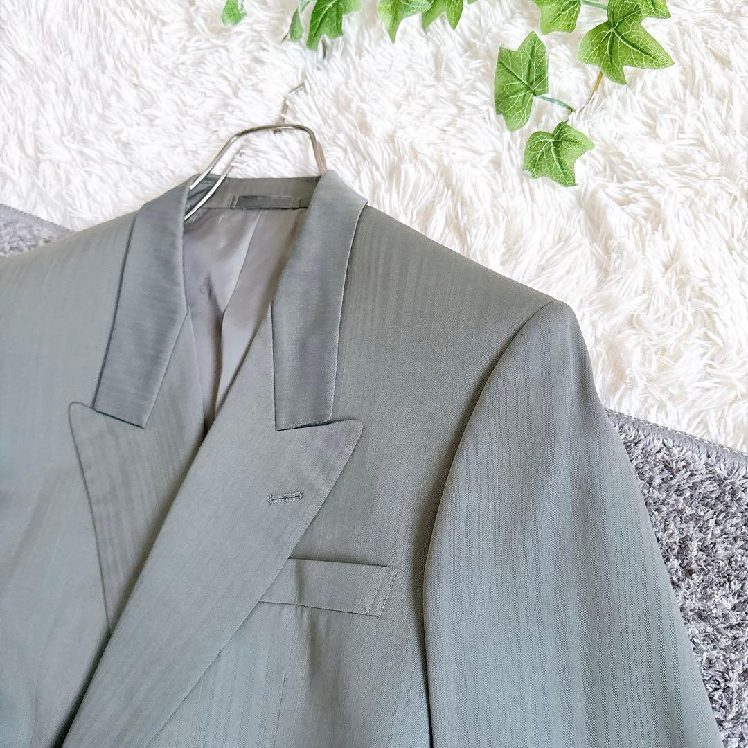 オールド　ディオール セットアップ　ストライプ柄　スーツ　ダブルボタン　グレー