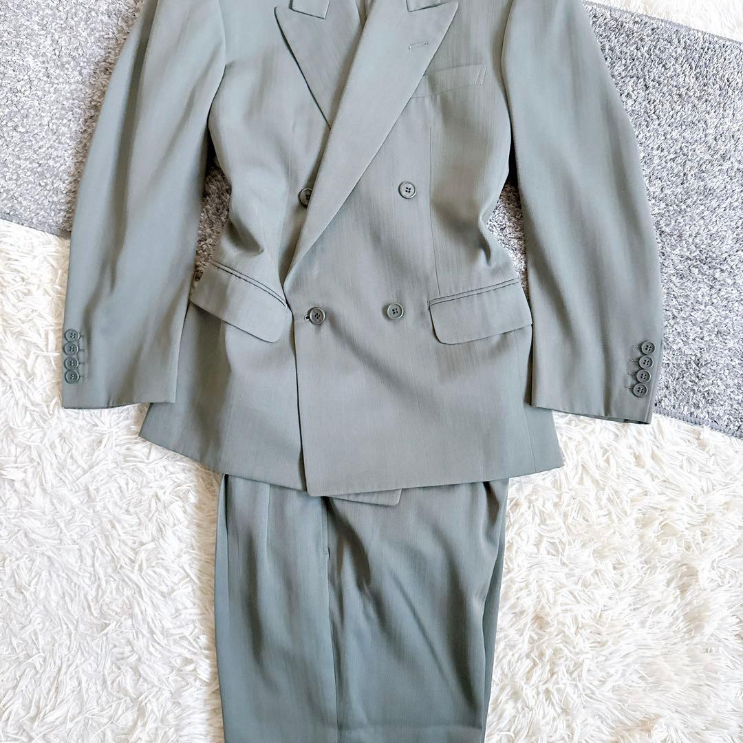 オールド　ディオール セットアップ　ストライプ柄　スーツ　ダブルボタン　グレー