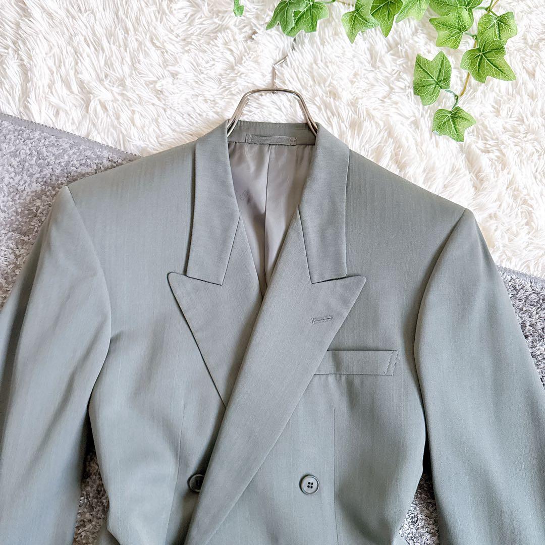 オールド　ディオール セットアップ　ストライプ柄　スーツ　ダブルボタン　グレー