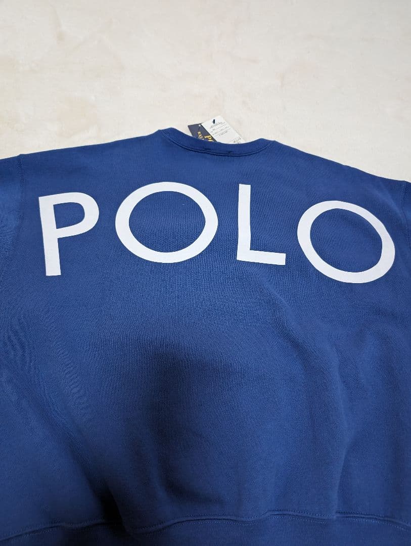 【未使用】ラルフローレン　ロゴ　刺繍　スエット　トレーナー　青　ビッグロゴ