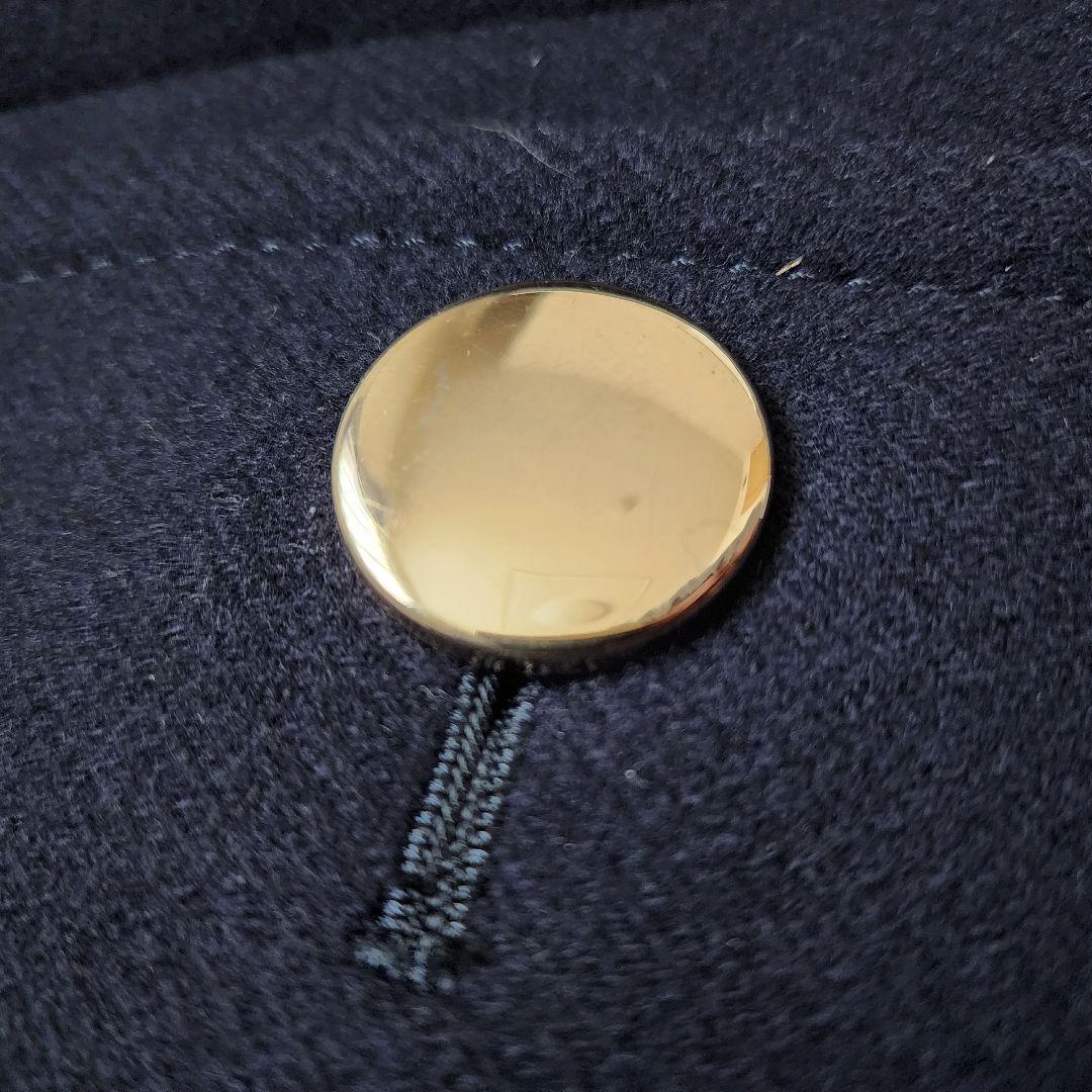 ICB 高級 カシミヤ コート ダブルブレスト 金ボタン フード Aライン 濃紺